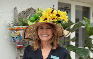 Garden had with sunflowers, bee, limes, and margarita glass